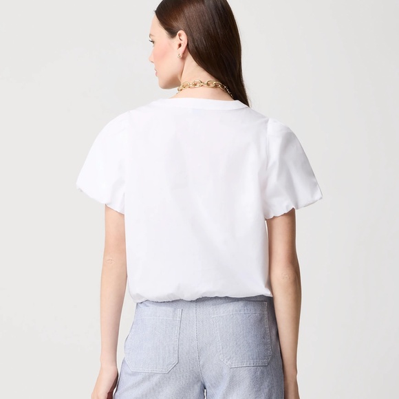New J.CREW Puff-Sleeve Tie-Waist Top in White $79 CK750 - Picture 4 of 4